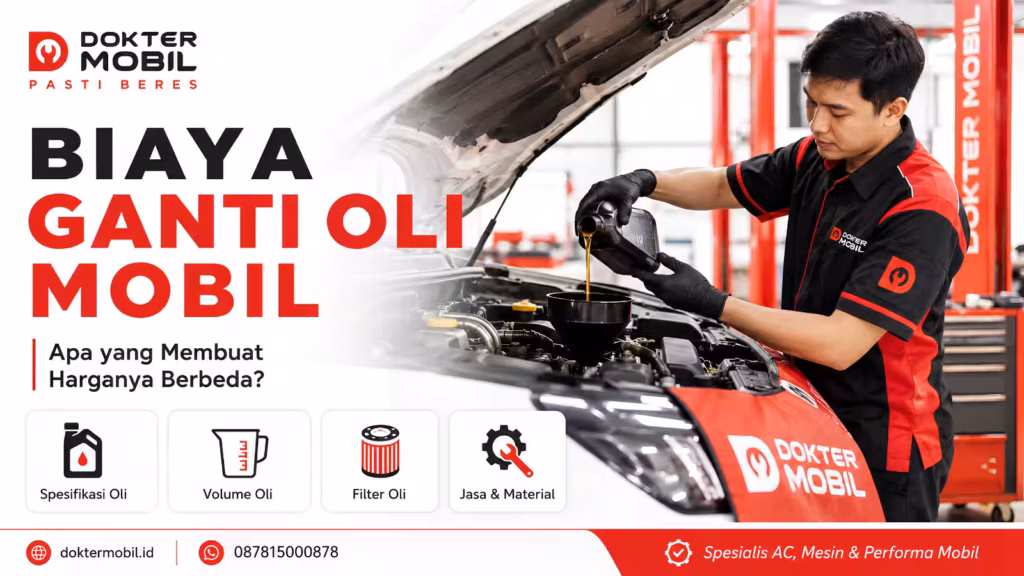 Ilustrasi biaya ganti oli mobil untuk panduan perawatan oli mesin.