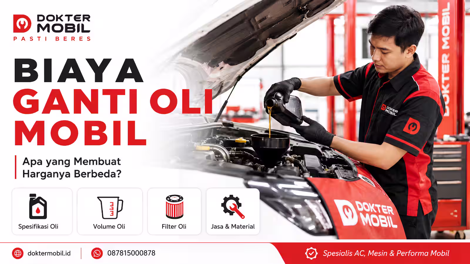 Ilustrasi biaya ganti oli mobil untuk panduan perawatan oli mesin.