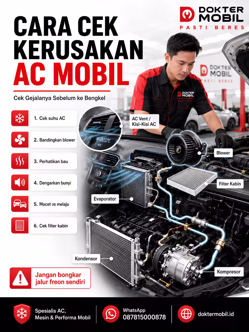 Infografis Cara Cek Kerusakan AC Mobil Sebelum Dibawa ke Bengkel