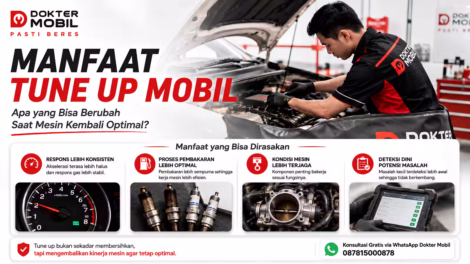 Ilustrasi manfaat tune up mobil untuk panduan perawatan dan pemeriksaan mesin