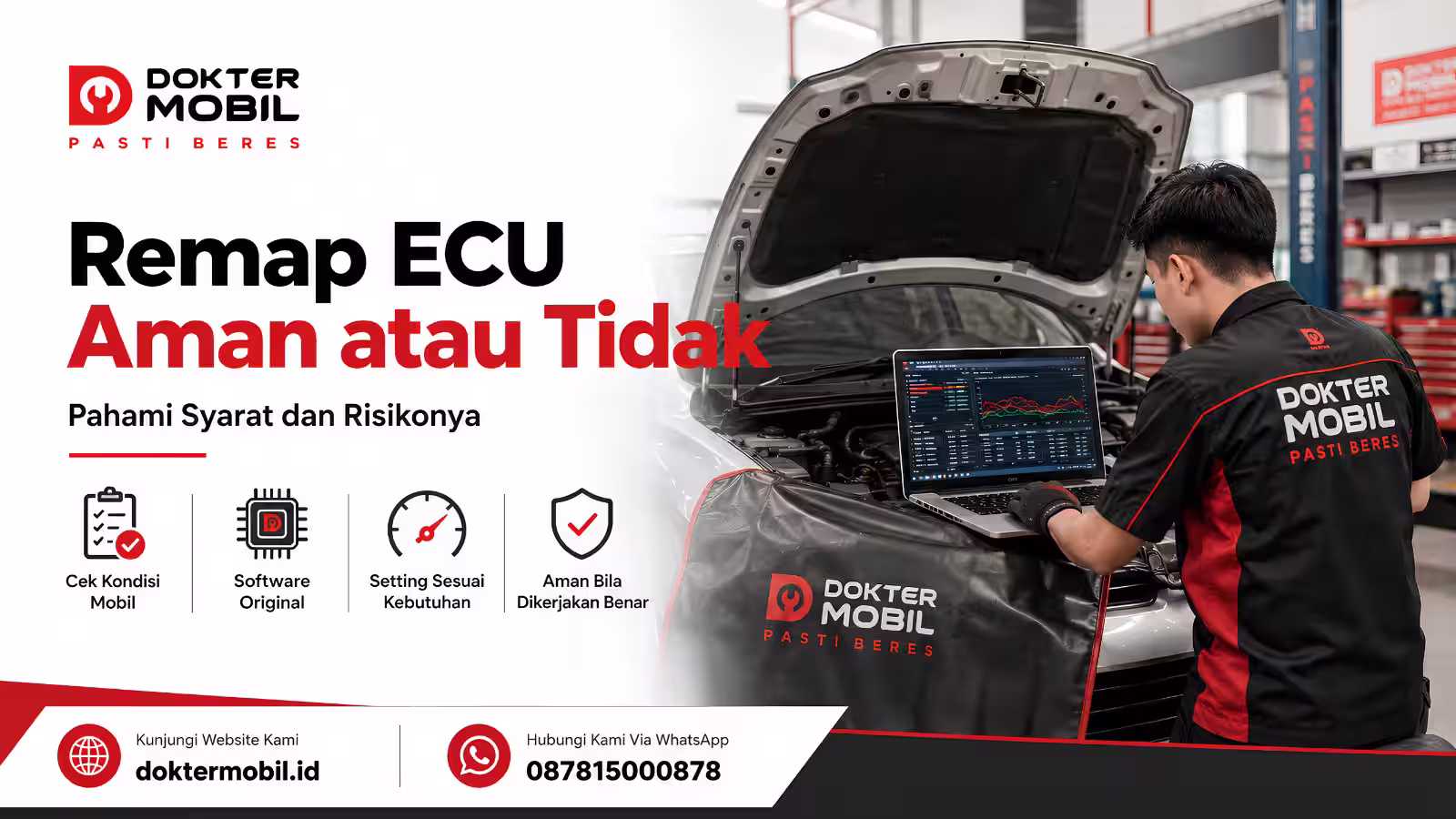Remap ECU aman atau tidak saat teknisi Dokter Mobil memeriksa kondisi kendaraan dan melakukan tuning ECU