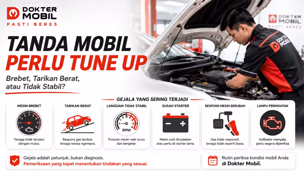 Ilustrasi tanda mobil perlu di tune up dengan pemeriksaan mendetail dokter mobil