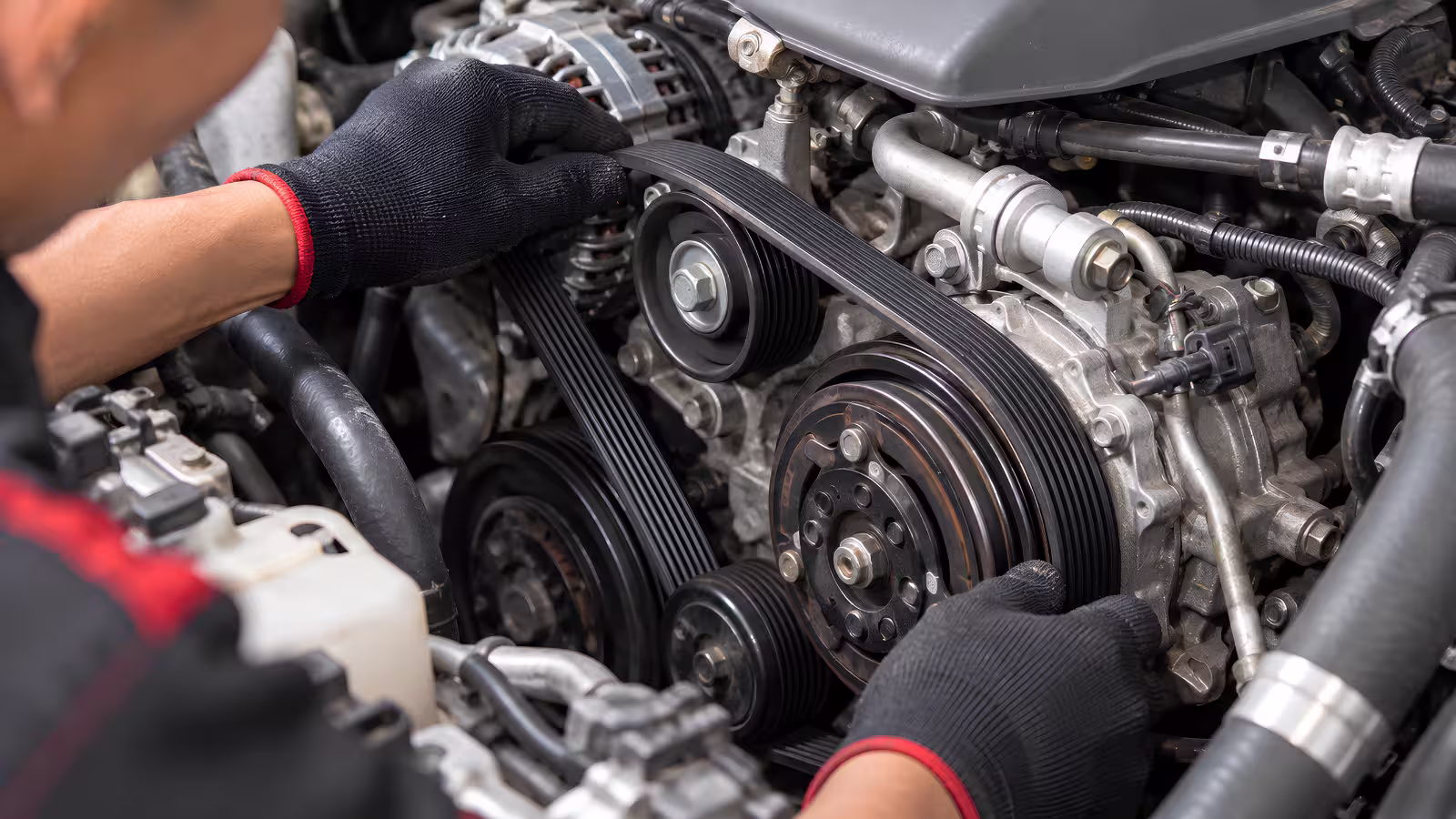 Belt dan Pulley Sistem AC Toyota Innova Reborn Pemeriksaan belt dan pulley kompresor AC Toyota Innova Reborn yang mengalami bunyi