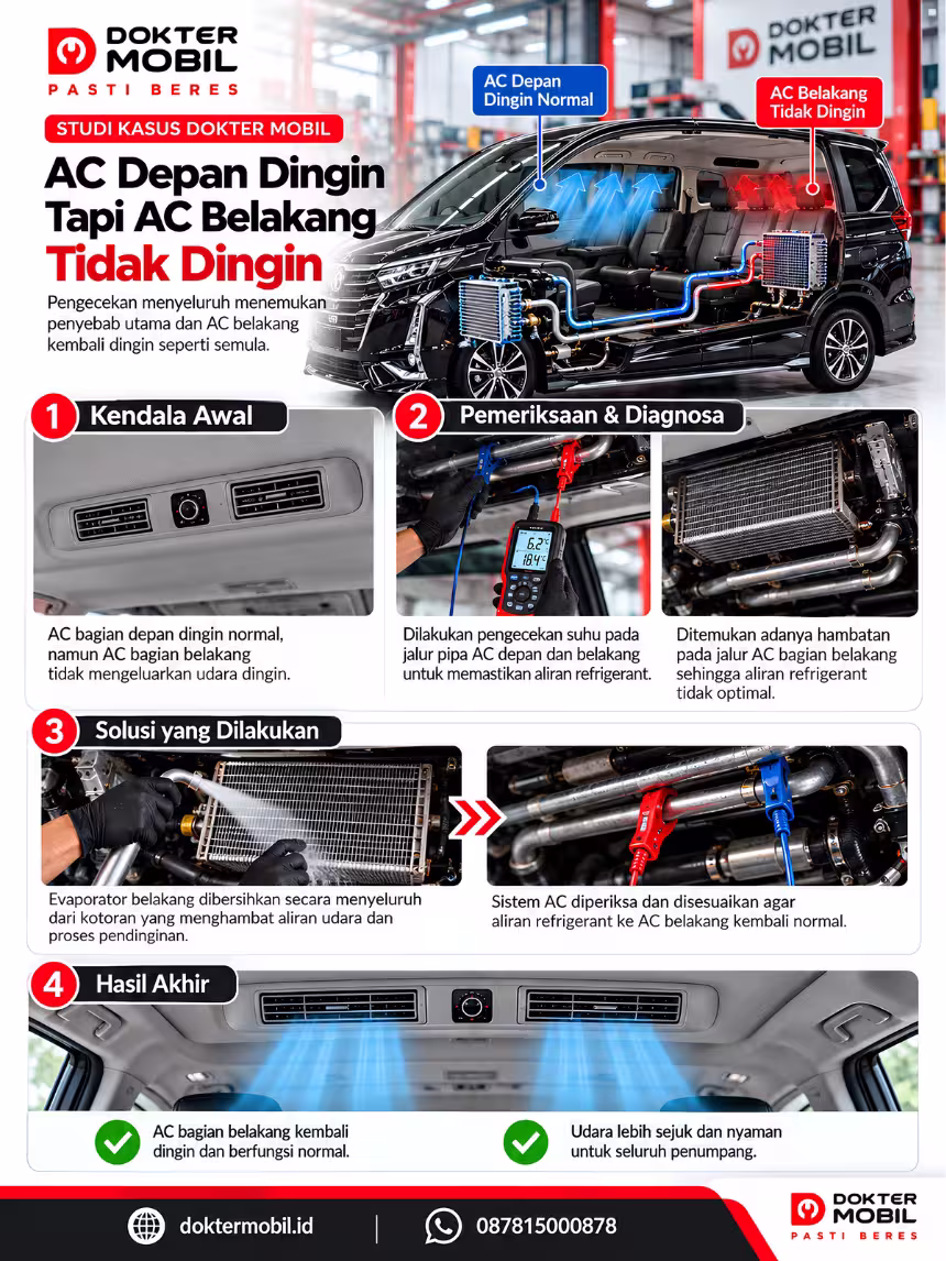 Exploded View Rear AC Toyota Fortuner dan Titik Pemeriksaannya Infografis exploded view rear AC Toyota Fortuner saat AC belakang kurang dingin