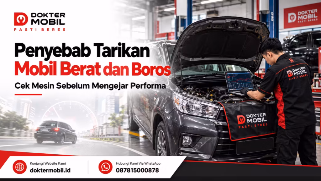Teknisi Dokter Mobil memeriksa kendaraan dengan keluhan tarikan berat dan konsumsi bahan bakar boros