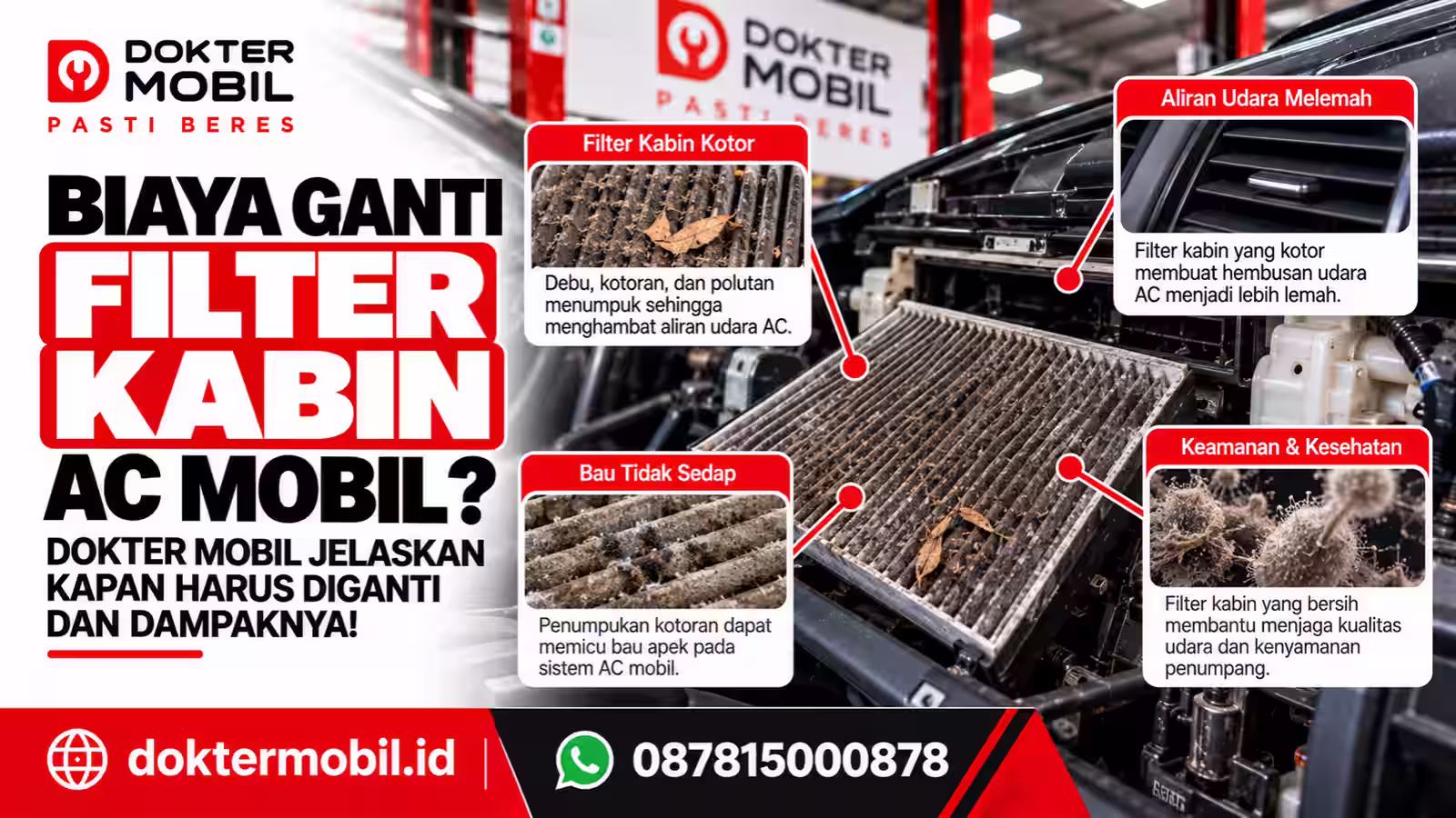 Ilustrasi pemeriksaan RPM naik turun saat AC nyala dengan kompresor AC, throttle body, dan sistem kontrol idle mesin